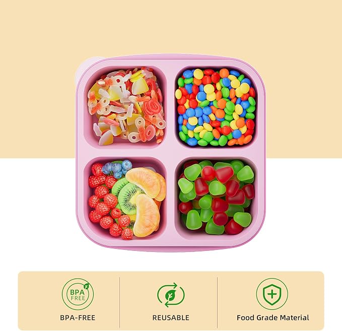 KEMETHY 6 Pcs Bento Snack Containers, Reusable 4 Compartment Food Storage - Image 3
