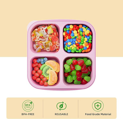 KEMETHY 6 Pcs Bento Snack Containers, Reusable 4 Compartment Food Storage - Image 3