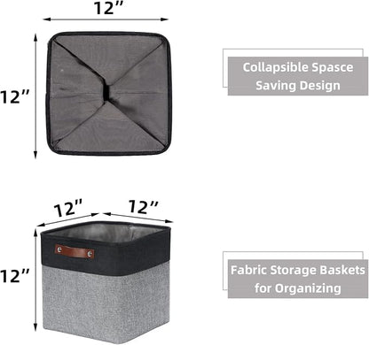 HNZIGE Decorative Storage Basket Linen Cube Storage Baskets - Image 5