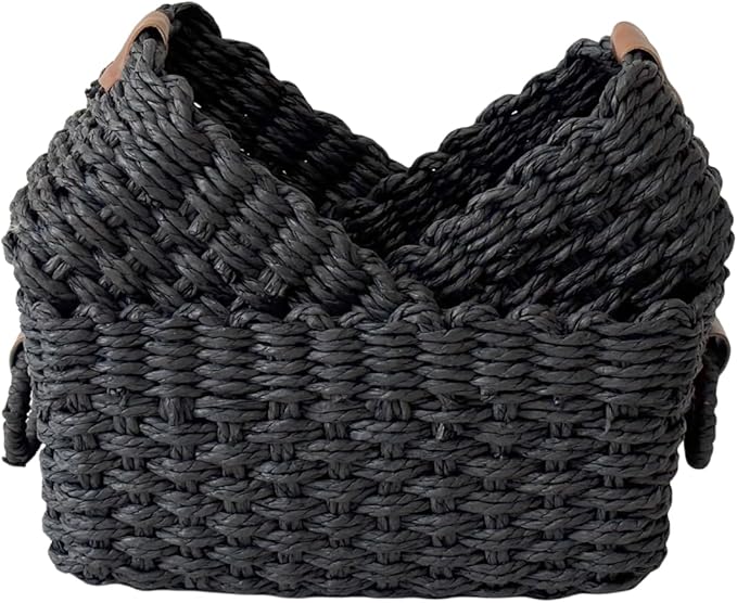 Paper rope Small Storage baskets by QingtuHome