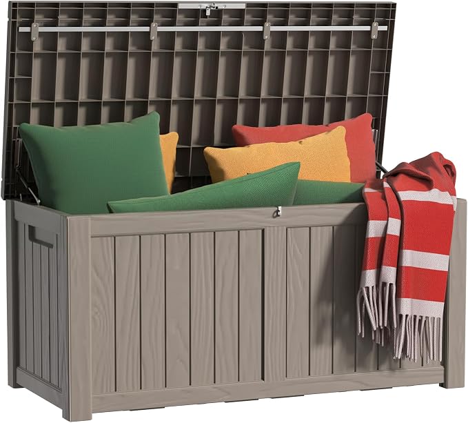 EasyUp 150 Gallon Outdoor Storage Box Waterproof, UV Resistant Resin Deck Box by EASYUP