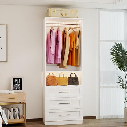 Closet System with 3 Drawers, 2FT-5FT Customizable Closet Organizer System with by fastgo