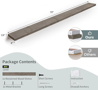 72 inch Floating Shelves for Wall, Floating Shelf Wall Hanging Shelves - Image 3