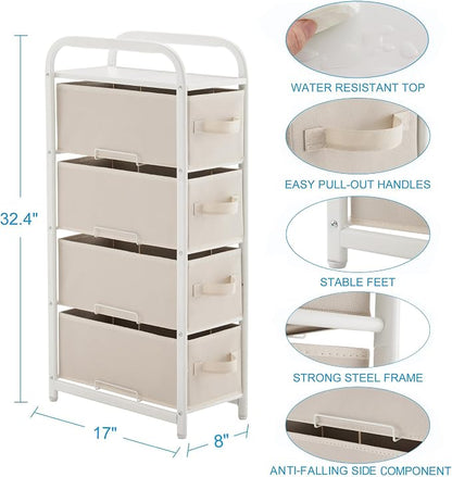 MAX Houser 4 Drawer Narrow Dresser Fabric Storage Tower Vertical Slim Storage - Image 3
