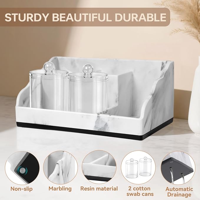 Marble Bathroom Countertop Organizer, Toothbrush Holders - Image 5
