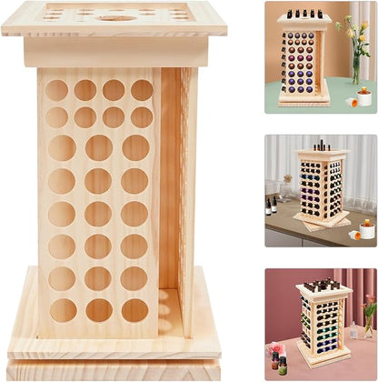 Wooden Essential Oil Bottle Display Rack Rotating Essential Oil Storage - Image 3