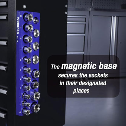 WORKPRO Magnetic Socket Organizer, 1/2-Inch Metric Socket Holder, Socket Trays - Image 7