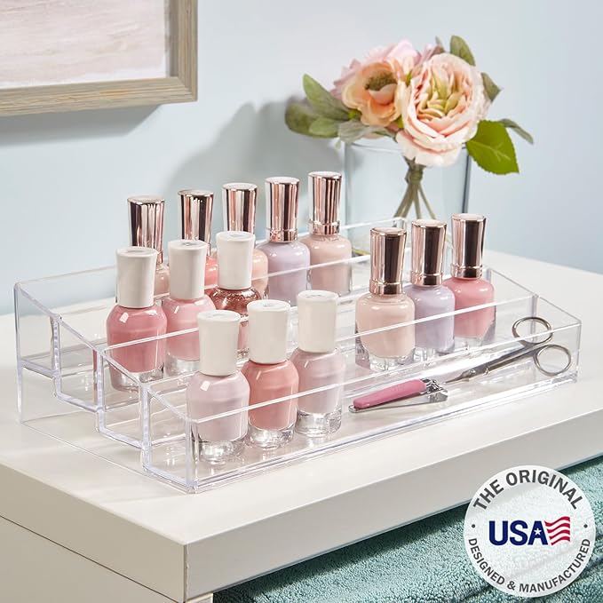 STORi Multi-Level Nail Polish Bottle Holder | Clear Plastic Organizer Rack - Image 2
