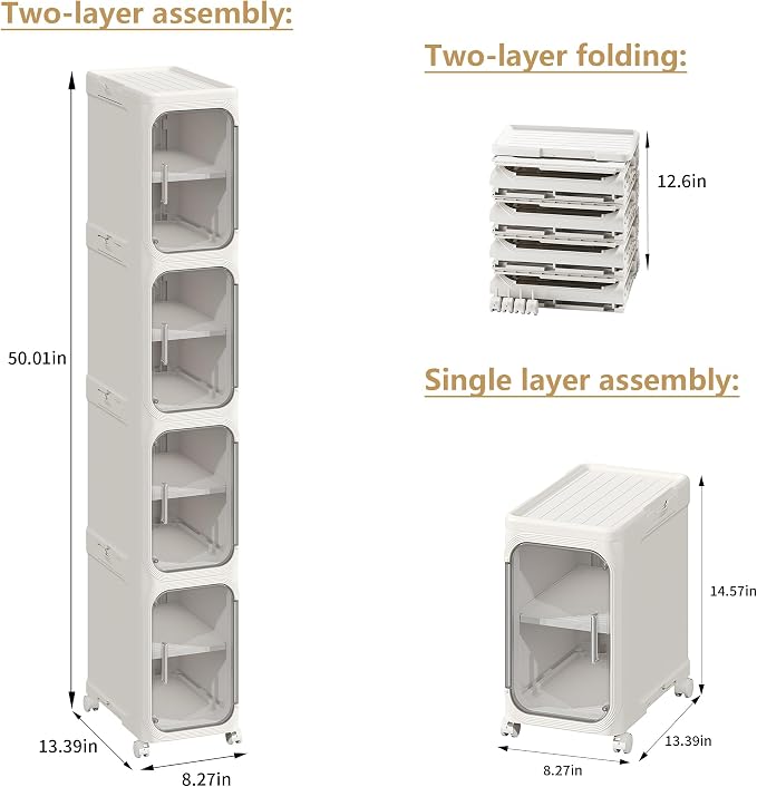 4-Tier Tall Narrow Storage Cabinet, Slim Bathroom Storage Cabinet - Image 2