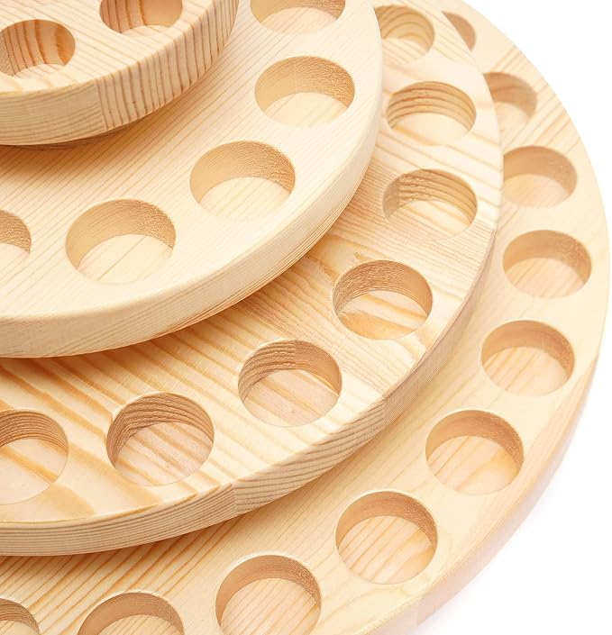 63 Slots Essential Oil Bottle Holder 4 Tiers Wooden Rotating Round Essential - Image 5