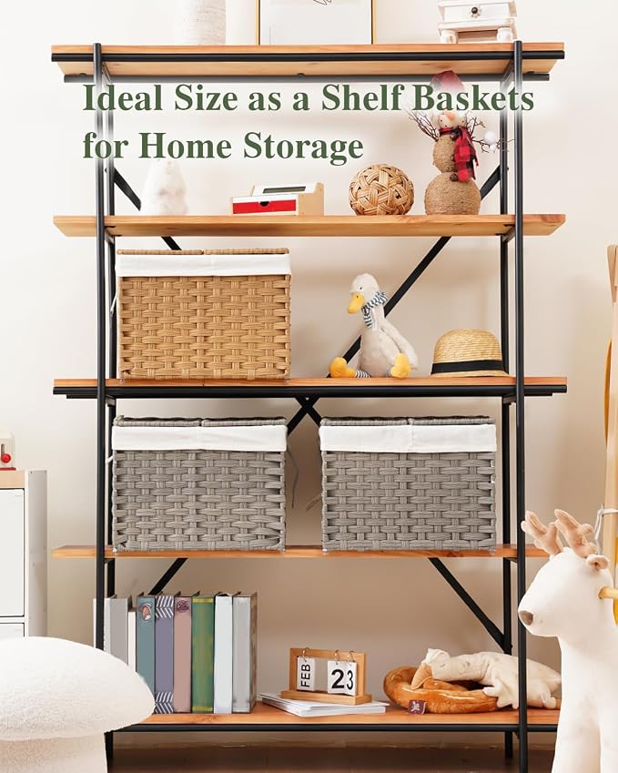 SETVSON Storage Basket with Lid, 9.2 Gal PE Rattan Trunk, 2 Separate Lids - Image 4
