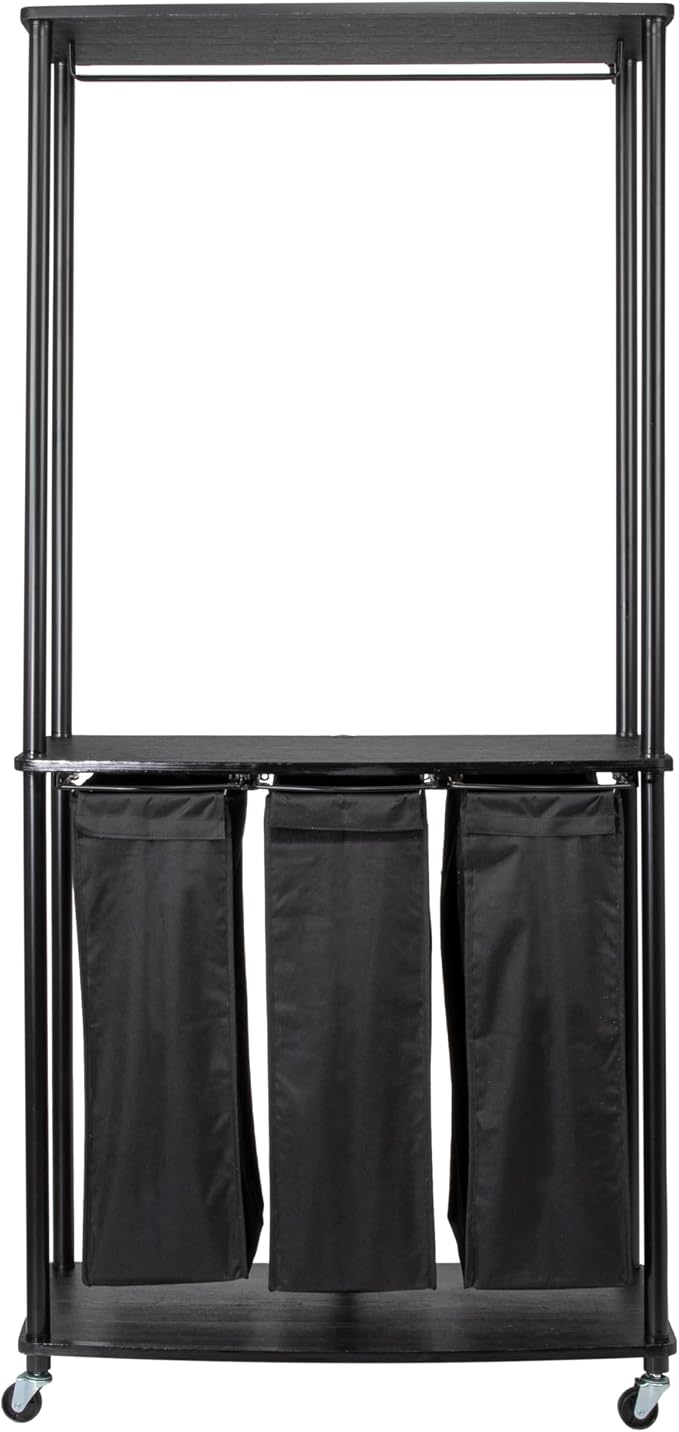 Household Essentials 3-Bag Laundry Center, Smooth Laminate Shelving, Sturdy - Image 6