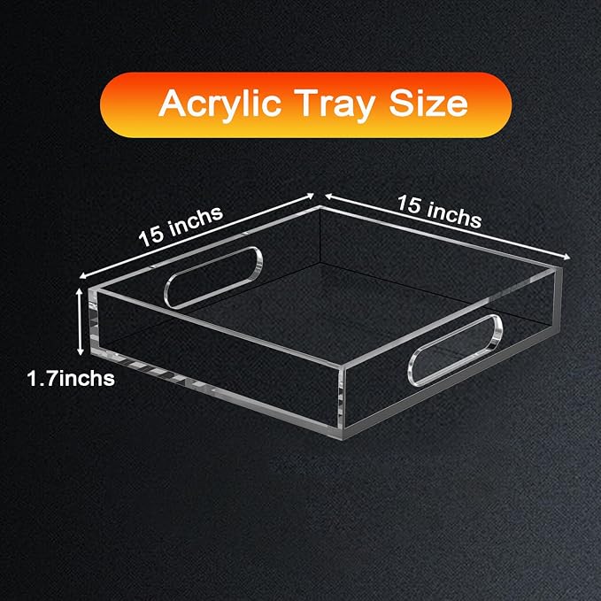 15 * 15 Acrylic Tray for Ottoman, Serving Tray - Image 2