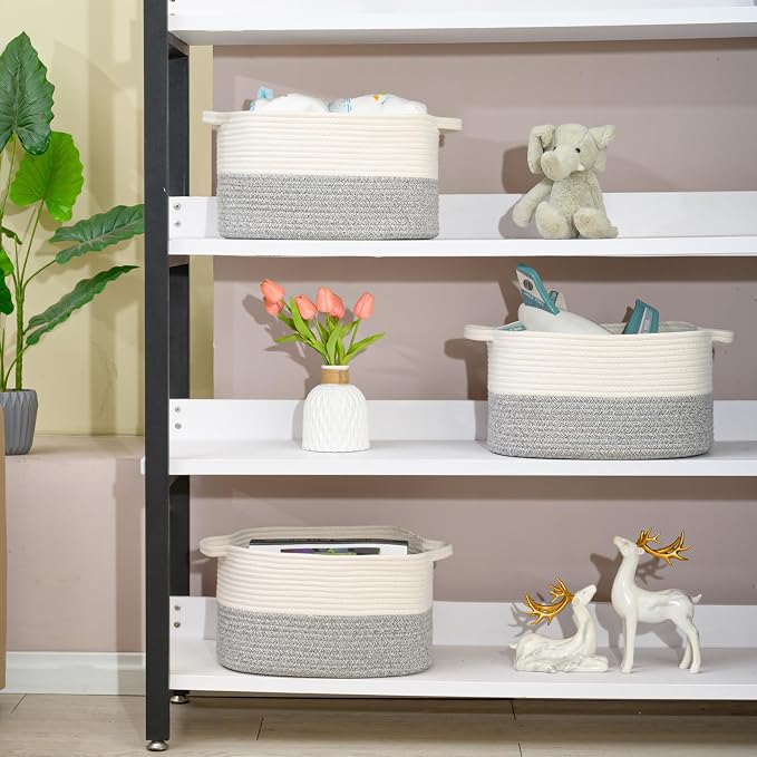 DUHEL Cotton Rope Woven Storage Basket, Used - Image 7