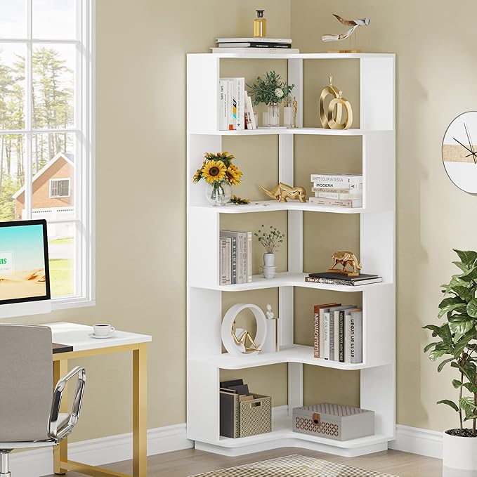 Tribesigns 6-Tier Corner Bookshelf, 64.9 Inches Tall Corner Book Shelf - Image 7