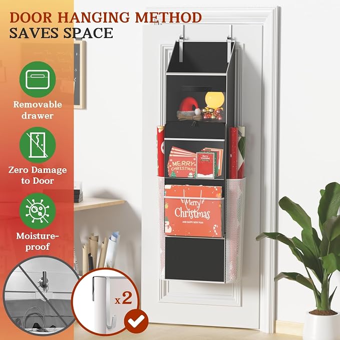 2-in-1 Wrapping Paper Organizer Storage, Over Door or Under Bed Organizer - Image 6