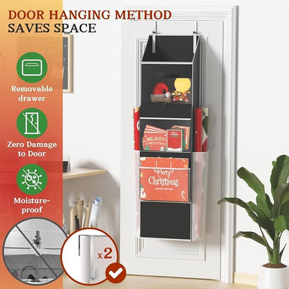 2-in-1 Wrapping Paper Organizer Storage, Over Door or Under Bed Organizer - Image 6