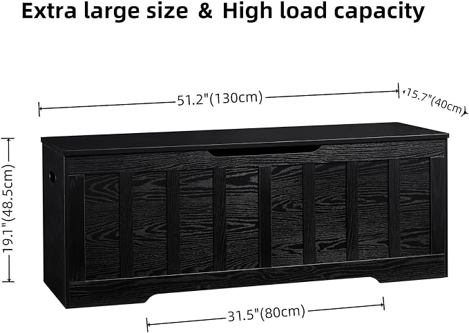 VANKILEY 51.2" Storage Chest Extra Large, Wooden Storage Bench, - Image 3