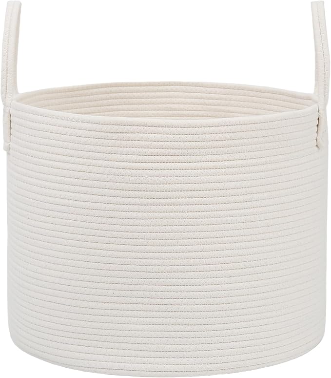 JMvicyroam 65L Extra Large Machine Washable Cotton Rope Blanket Basket | by JMvicyroam