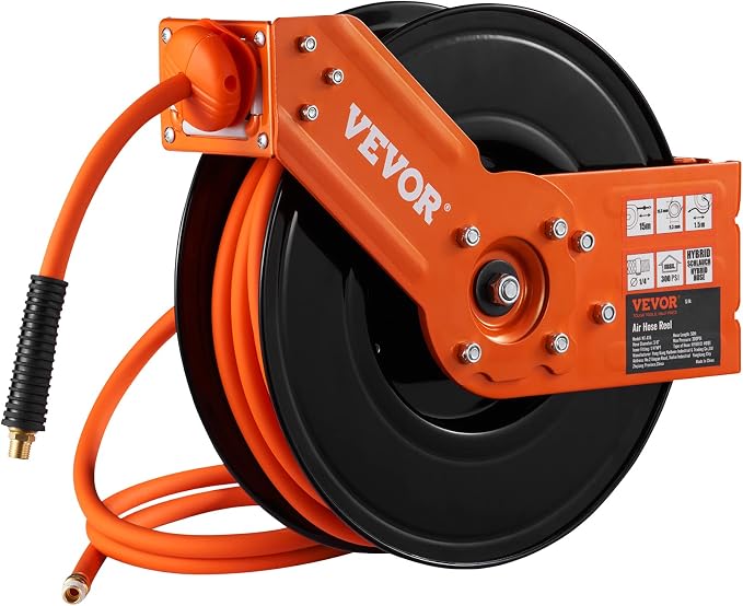 VEVOR Retractable Air Hose Reel 3/8 IN x 50 FT Hybrid Air Hose Max 300PSI | 5ft - Image 11