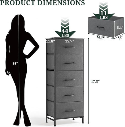 5 Drawers Dresser for Bedroom Fabric Storage Tower - Image 3