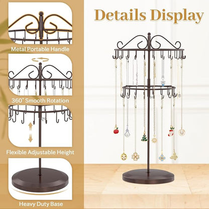 MODOWEY Rotating Necklace Holder Organizer Display Stand - Image 4