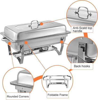 Chafing Dishes for Buffet 4 Pack 9 Quart Stainless Steel Chafer Buffet Servers - Image 3