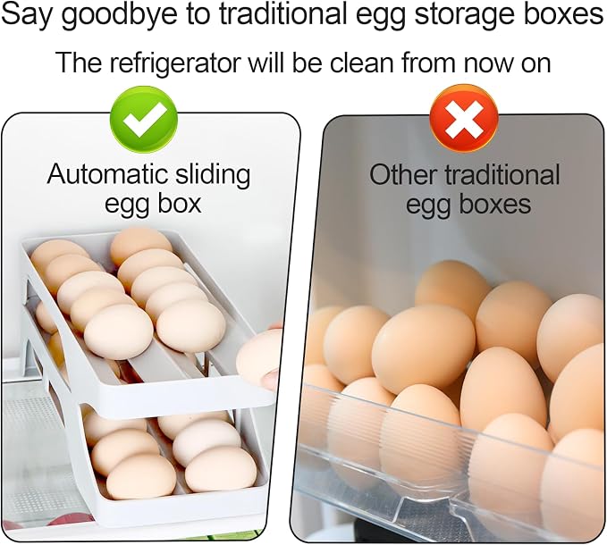 Egg dispenser for refrigerator, Automatic rolling egg holder for fridge - Image 6