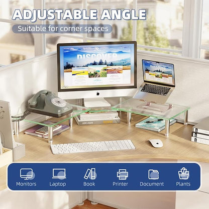Simple Trending Dual Monitor Stand Riser, Computer Office Desktop Organizer - Image 3
