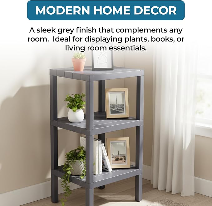 Honey-Can-Do 3-Tier Plastic Storage Shelf, Freestanding, closet or office - Image 6