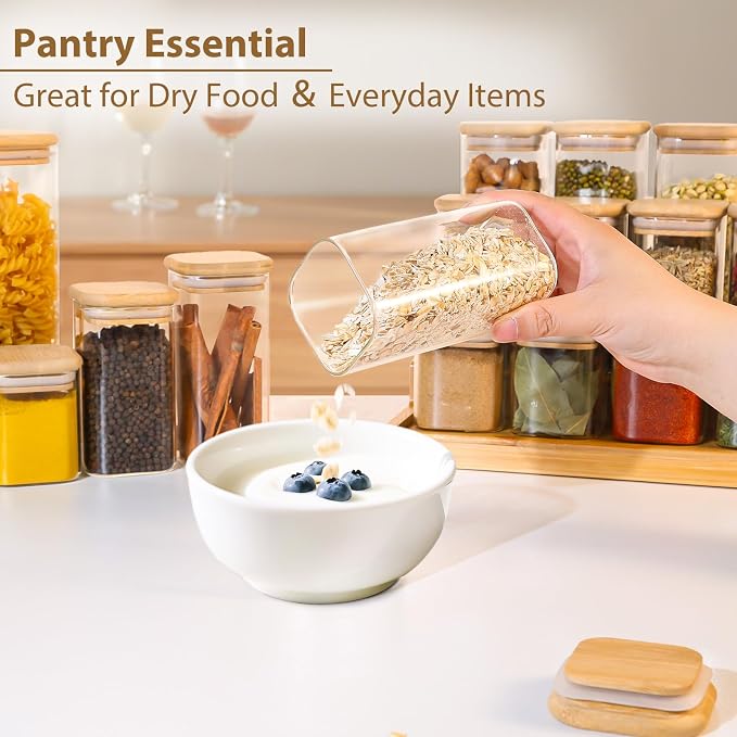 TBWIND 12 Pack 10 oz Square Glass Spice Jars - Image 4