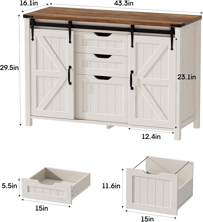 Halitaa 43.31” Farmhouse File Cabinet - Image 2