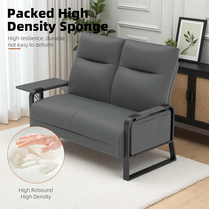 Faux Leather Loveseat, Upholstered Loveseat - Image 5