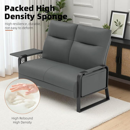 Faux Leather Loveseat, Upholstered Loveseat - Image 5