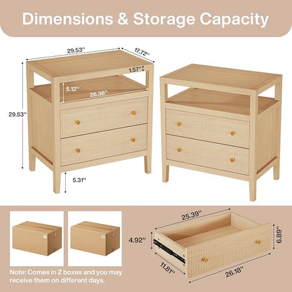 Tribesigns Modern Nightstand, 2-Drawer Nightstand - Image 2