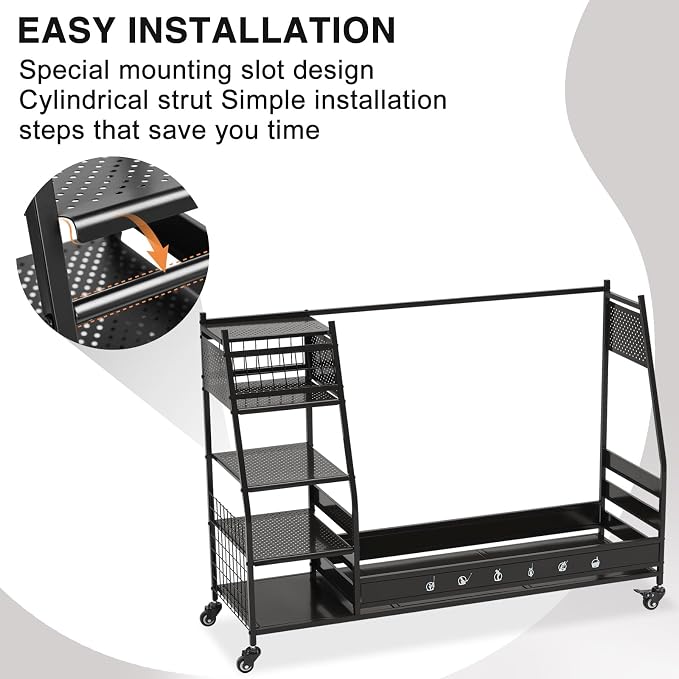Lauren&Harold Golf Bag Organizer Garage Storage, Golf Storage Rack Stand Fits 2 - Image 3