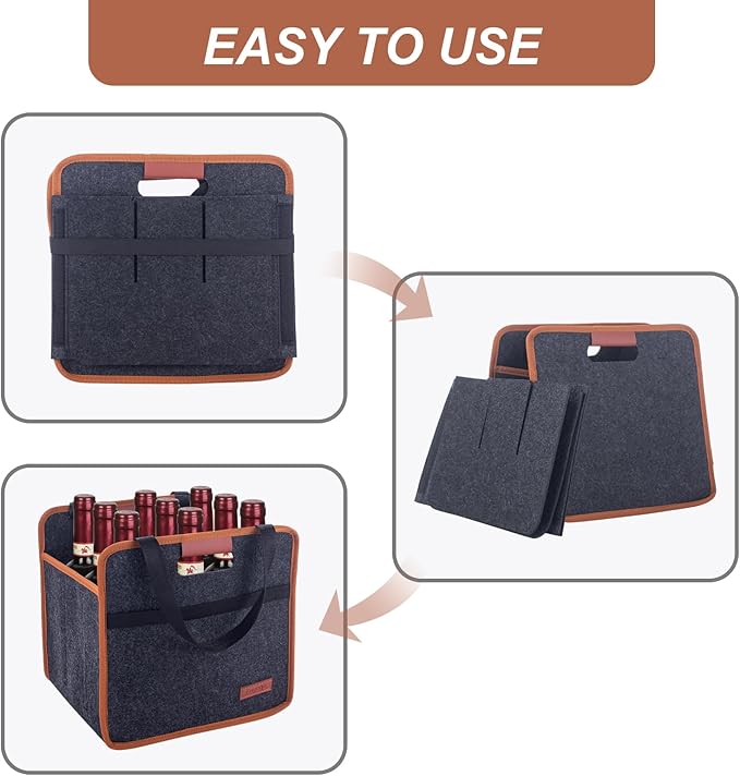 2 Pack 9 Bottle Wine Tote Bag, Insulated Thermal Padded Wine Carrier Tote - Image 3