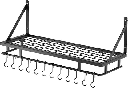 KES 30-Inch Kitchen Pan Pot Rack Wall Mounted Hanging Storage Organizer Wall - Image 8