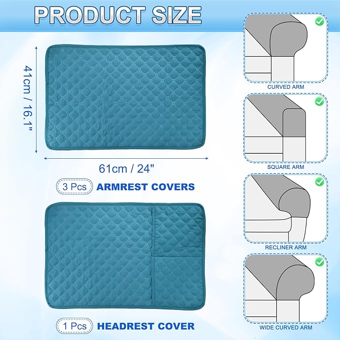 uxcell 4Pcs Sofa Armrest Covers, Armchair Covers - Image 2