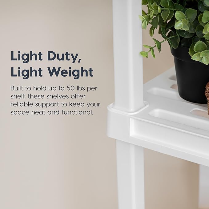 IRIS USA 4-Shelf Light Duty Plastic Storage Shelves, 200lb Capacity, Medium - Image 4