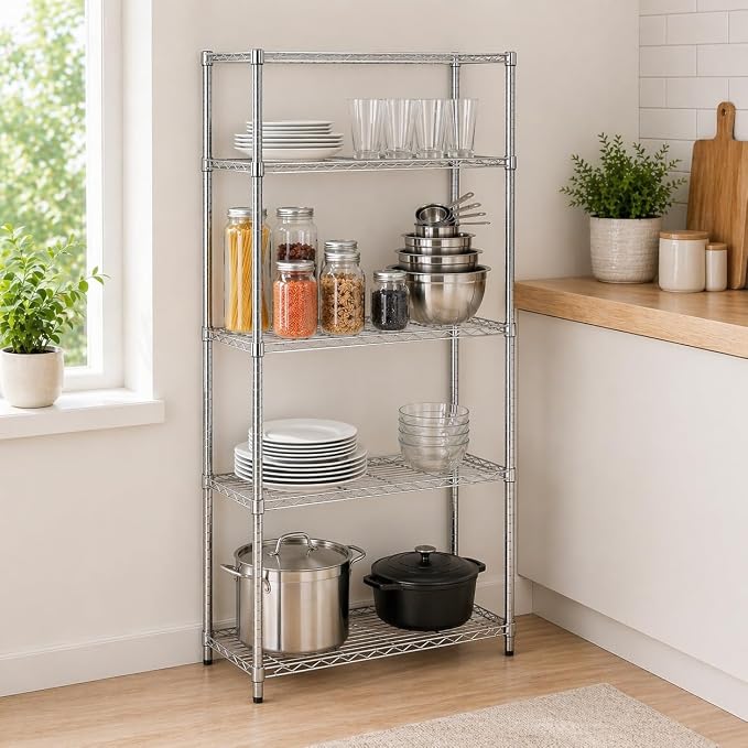Honey-Can-Do 5-Tier Heavy Duty Adjustable Shelving Unit, 200-lb Per Shelf NSF - Image 2