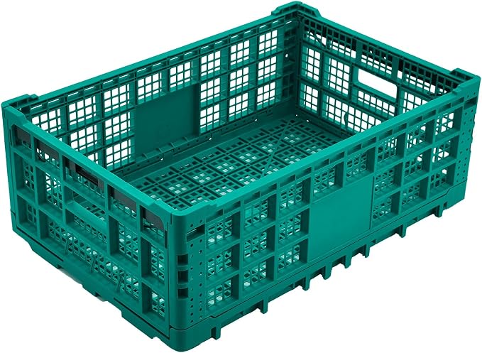 Collapsible Storage Crates, 52 Liter Heavy Duty Foldable Plastic Crates by Unknown