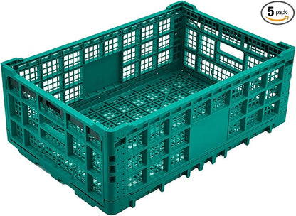 Collapsible Storage Crates, 52 Liter Heavy Duty Foldable Plastic Crates by Unknown
