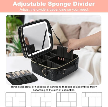 Mocado Travel Makeup Bag with LED Lighted Mirror, Travel Makeup Organizer - Image 4