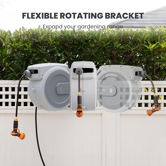 Giraffe Tools Heavy Duty Retractable Garden Hose Reel 1/2 130 FT, Wall Mounted - Image 3