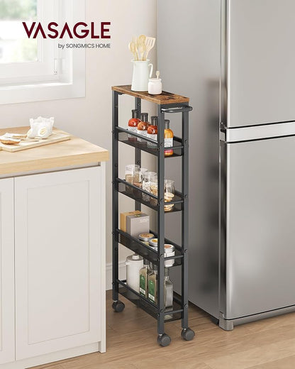 VASAGLE Slim Rolling Cart, 5-Tier Storage Cart, Narrow Carts - Image 2