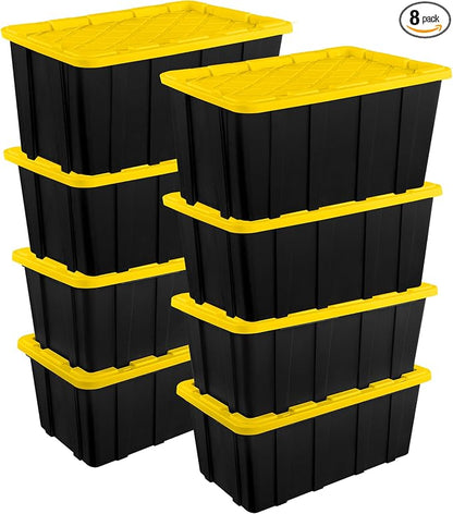 Sterilite 8-Pack Industrial Tote, Plastic Storage Container Bins by Sterilite