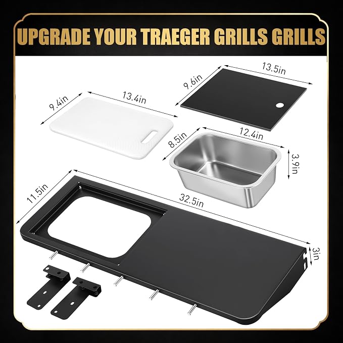 QuliMetal Folding Front Shelf for Traeger Pro 780 and Ironwood 885, Heavy-Duty - Image 2
