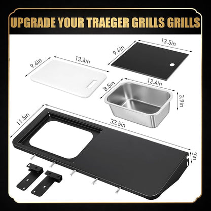 QuliMetal Folding Front Shelf for Traeger Pro 780 and Ironwood 885, Heavy-Duty - Image 2