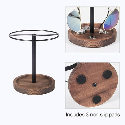 Sunglasses Organizer Wood Glasses Holder Stand, Metal Sunglass Storage Display - Image 4